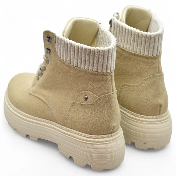 778 Günlük Bağcıklı Fermuarlı Kadın Bot Ayakkabı Kışlık Bayan Bot Nubuk Malzeme - 3