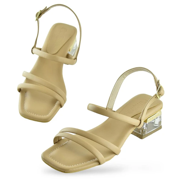 1095 Arkası Açık Kadın Topuklu Ayakkabı 5 cm Abiye Düğün Nişan Kına Gecesi - 6