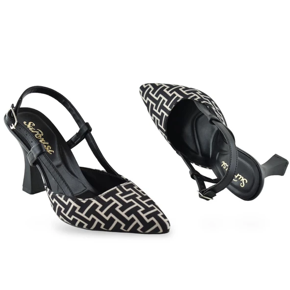 1085 Arkası Açık Kadın Topuklu Ayakkabı 9 cm Abiye Düğün Nişan Kına Gecesi - 6