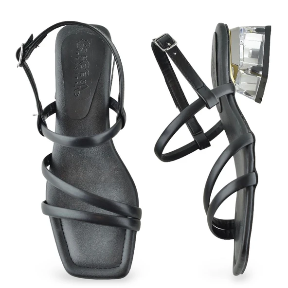 1095 Arkası Açık Kadın Topuklu Ayakkabı 5 cm Abiye Düğün Nişan Kına Gecesi - 4