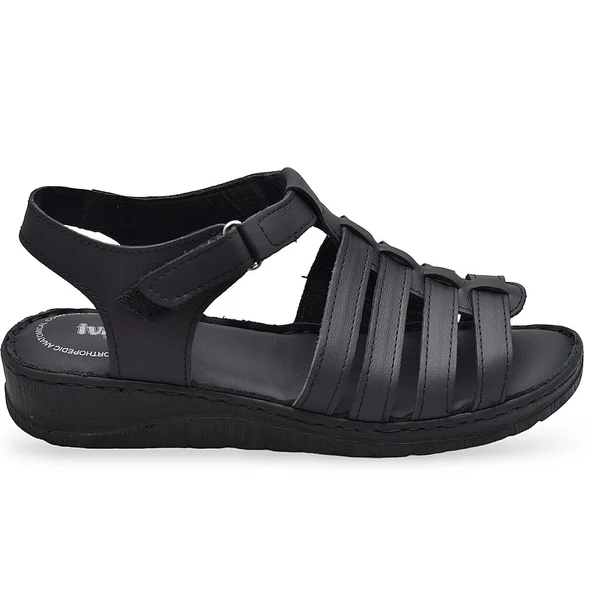 8148 TAM ORTOPEDİK Hakiki Deri Kadın Sandalet Deri Sandalet İvazn - 4