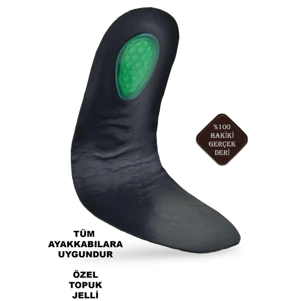 03HK Hakiki Deri Topuk Masajlı Tabanlık Erkek Kadın Ortopedik Tabanlık - 4