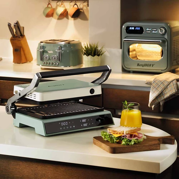 BergHOFF 7950501 GEM RETRO Mint Yeşil Dijital Izgara ve Tost Makinesi - Resim 2
