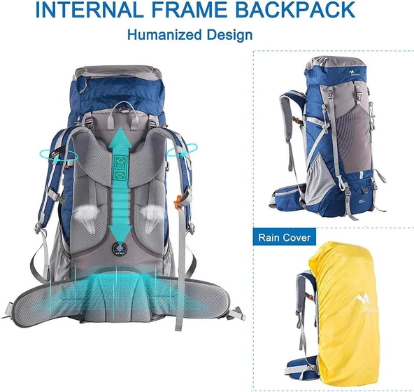 Mobihome Hiking Sırt Çantası 55+5 Litre Dağcı Sırt Çantası - 5