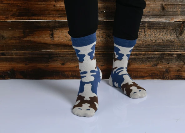Kamuflaj Desenin Mavi ile Buluşması Pamuklu Unisex Çorap