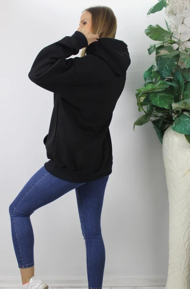 Üç İplik Kapşonlu Sweat Siyah - 2410.2022 - 4