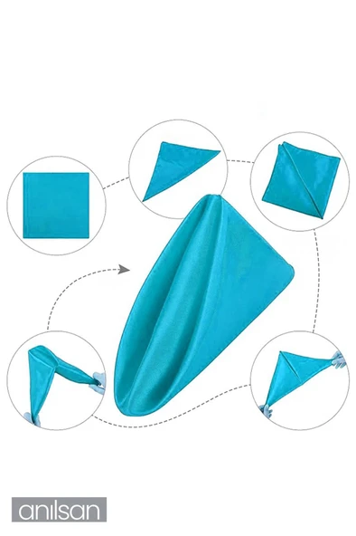 6’li %100 Pamuk Kumaş Peçete Açık Mavi 50x50 Cm Mutfak Bezi Sofra Sunum Servis Peçetesi - 3