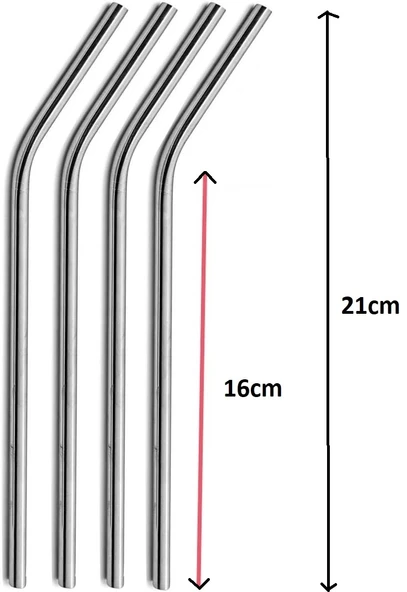Çelik Pipet Paslanmaz Çelik Metal Meşrubat Pipeti Ve Pipet Temizleme Fırçası Seti 5 Parça - 4