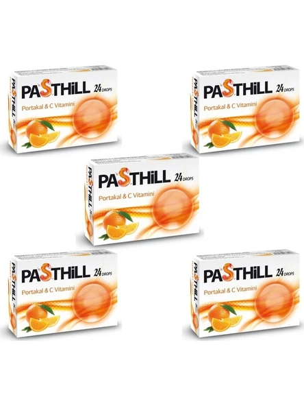 Pasthill Portakal & C Vitamini 24 Pastil 5'Li PAKET (SKT:01/2029) ürün görseli 1