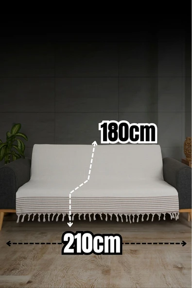 Kaliteli Pamuklu Saçaklı Koltuk Ve Çekyat Örtüsü - 180x210 Cm