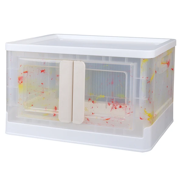 SUNUP SN-25883 40X64X37CM 72L KATLANABİLİR PLASTİK SAKLAMA KUTUSU RENKLİ KAPAKLI TEKERLEKLİ - 2