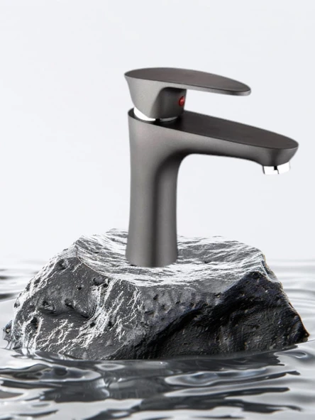 POLYFIT ANTRASİT GRİ MİX LAVABO BATARYASI YÜKSEK 18 CM - 5