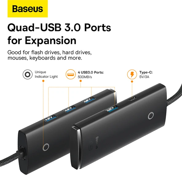 BASEUS WKQX030301 TYPE-C TO USB 3.0 4 ÇEVIRICI HUB