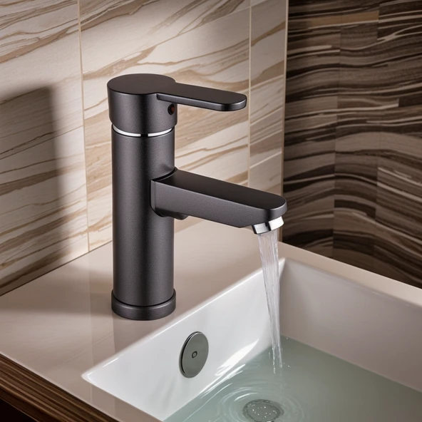 POLYFIT ANTRASİT GRİ MİX LAVABO BATARYASI F1 MODEL 19 CM - 3