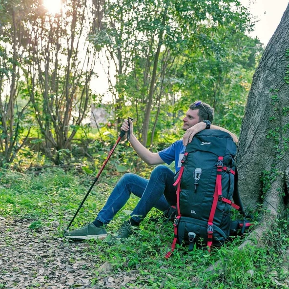 Quickup Hiking Sırt Çantası 65 Litre- Kırmızı Dağcı Sırt Çantası Kamp Çantası - 6
