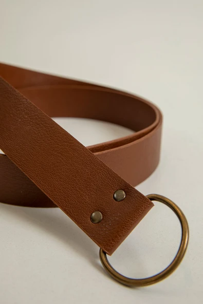 Küçük Oval Tokalı Kadın Kemer-Taba - 3
