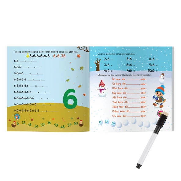 Çarpım Tablosu Öğreten Kitap Yaz Sil Serisi - 3
