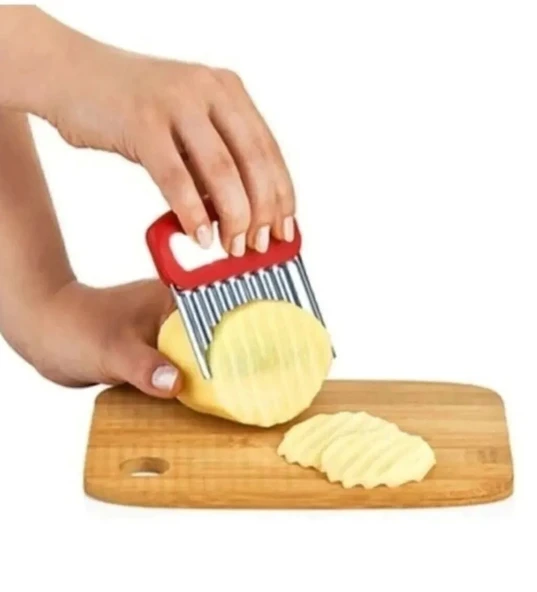 MyBru Paslanmaz Çelik Chips Chopper Patates Sebze ve Meyve Dilimleyici Şekillendirici (Karışık Renk) - 2