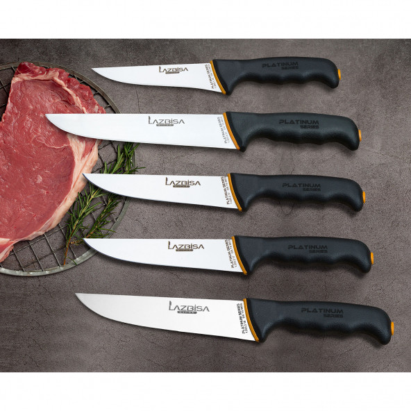 LAZBİSA Mutfak Bıçak Seti Et Ekmek Sebze Bıçağı Platinum Serisi 5 li Set