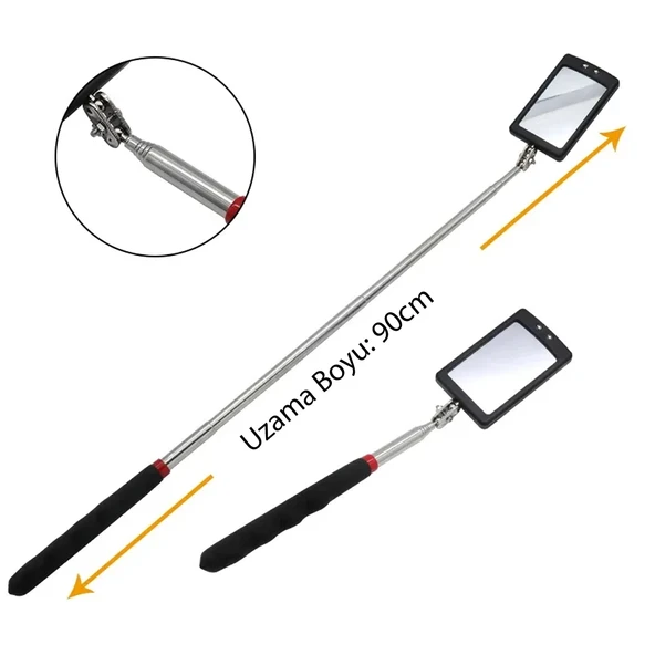POWERMASTER PM-26176 TELESKOPİK UZAYAN KATLANIR IŞIKLI AYNA (90CM UZAMA BOYU) - 2