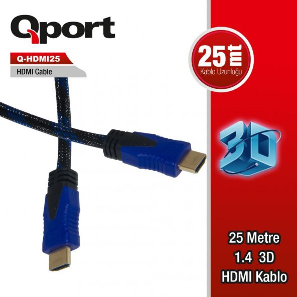 QPORT Q-HDMI25 25,0m HDMI KABLO,ALTIN UÇLU