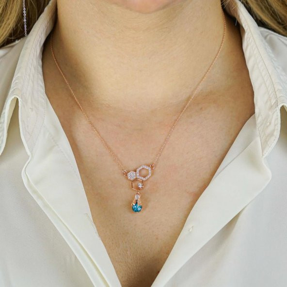 Özel Tasarımlı Arım Balım Peteğim Gümüş Kolye ROSE - Resim 2