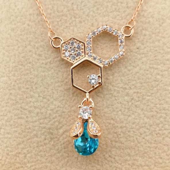 Özel Tasarımlı Arım Balım Peteğim Gümüş Kolye ROSE - Resim 3