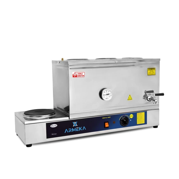 Armeka Çay Kazanı Sanayi Tipi Platin 40 Litre Elektrikli Pleytli Çay Kazanı Çay Ocağı