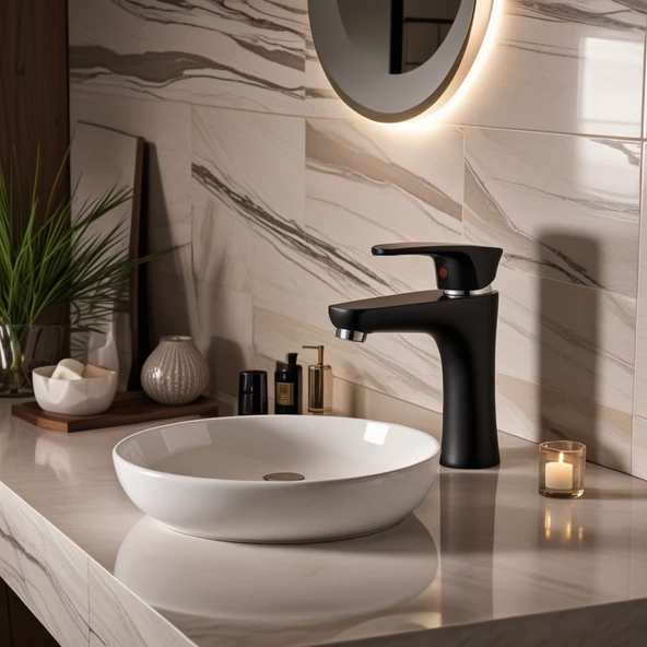 POLYFIT SİYAH MİX LAVABO BATARYASI YÜKSEK 18 CM - 4