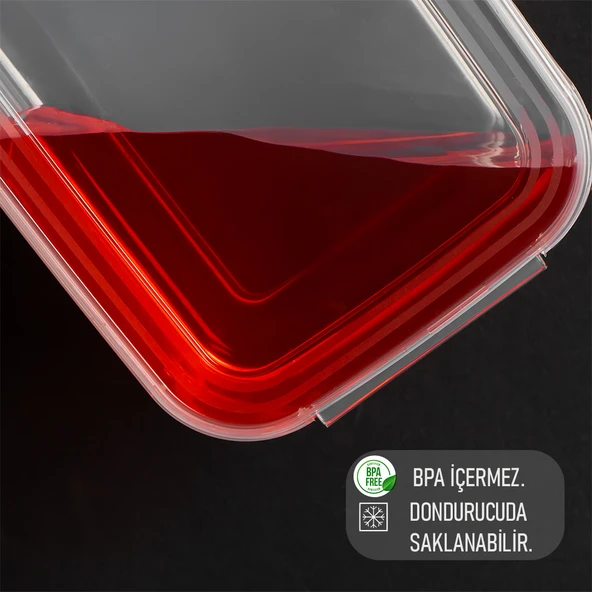 Porsima 4302 10'lu Buzluk Düzenleyici Saklama Kabı Kendinden Kapaklı Derin Dondurucu Saklama Kabı 1Lt 2Lt Şeffaf - Resim 3