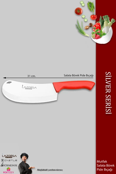 LAZBİSA Silver Serisi Mutfak Bıçak Börek Bıçağı Pizza Pide Bıçağı Salata Kıyma Bıçağı ( Mft-234) - 2