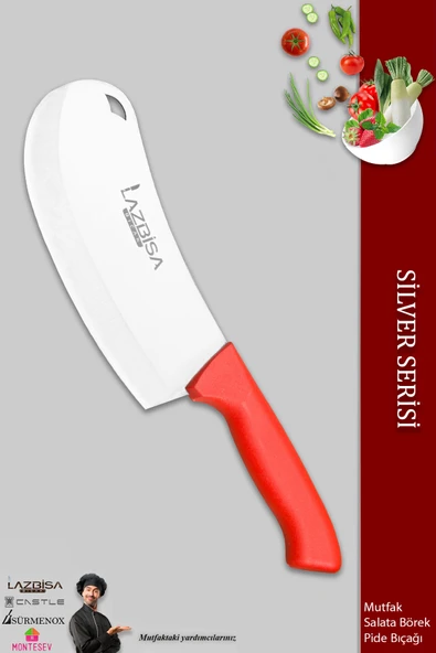 LAZBİSA Silver Serisi Mutfak Bıçak Börek Bıçağı Pizza Pide Bıçağı Salata Kıyma Bıçağı ( Mft-234)