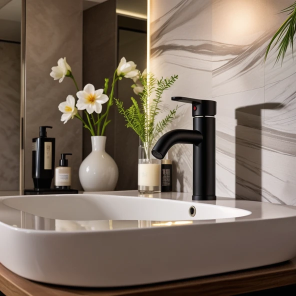 POLYFIT SİYAH MİX LAVABO BATARYASI F2 MODEL 21 CM - 4