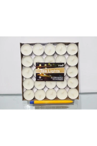 50'li Tealight Mum 50 Adet 2 Saat Yanan Beyaz & Kırmızı - 2