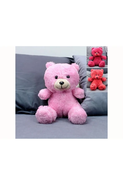 25 Cm Peluş Ayı / Ayıcık Beyaz & Kırmızı & Açık Kahverengi & Koyu Pembe - 3