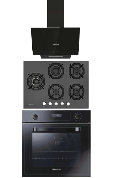 Eminçelik 5 Gözlü - 1 Gözü Woklu Siyah Ocak 2250 Bw + Hoover 3051BI- HDG6C1GBTK