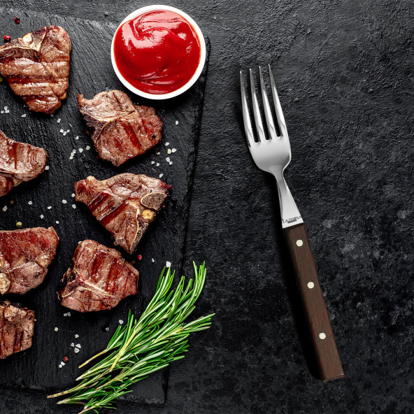 LAZBİSA Mutfak Bıçak Seti Steak Et Çatalı Restoran Şık Venge Ağaç Sap Kısmı
