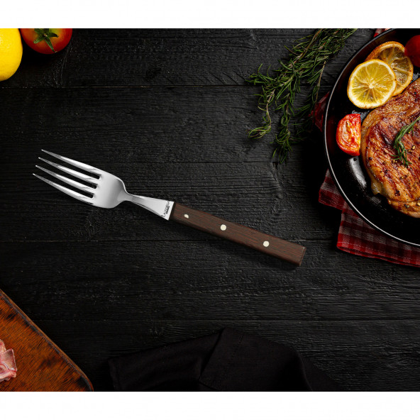LAZBİSA Mutfak Bıçak Seti Steak Et Çatalı Restoran Şık Venge Ağaç Sap Kısmı