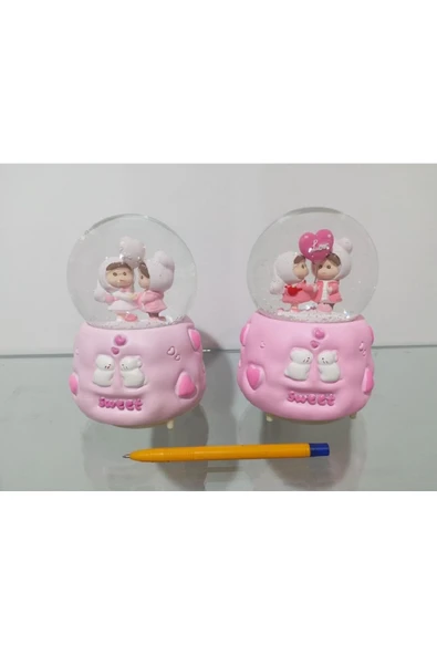 KOPYA - Müzikli Ve Işıklı Kar Küresi 16cm 4146 Koyu Pembe