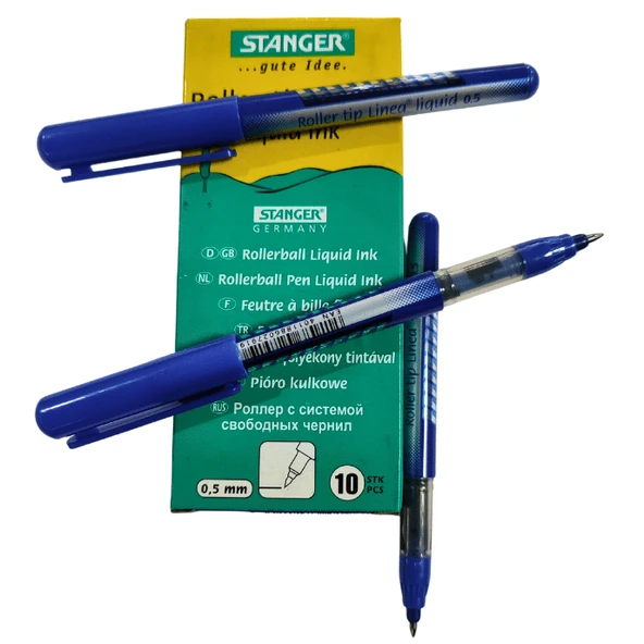 STANGER Rollerball Solid Inkliner 0.5 mm Mavi Pilot Kalem 10'Lu Paket - Resim 4