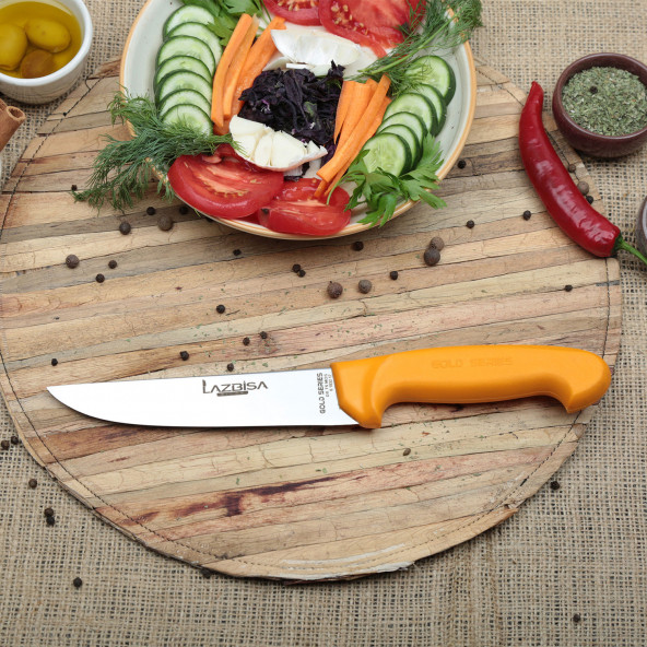 LAZBİSA Mutfak Bıçak Seti Et Ekmek Sebze Bıçağı Gold Serisi No : 3