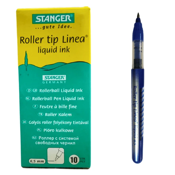 STANGER Rollerball Solid Inkliner 0.5 mm Mavi Pilot Kalem 10'Lu Paket - Resim 3