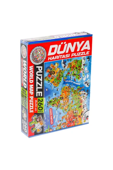 260 Parça Dünya Haritası Puzzle & Yapboz 35x50 CM