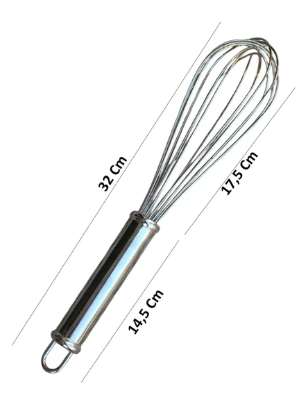 MyBru Paslanmaz Çelik Metal Saplı El Çırpıcısı (Blender) (Büyük Boy) - 5