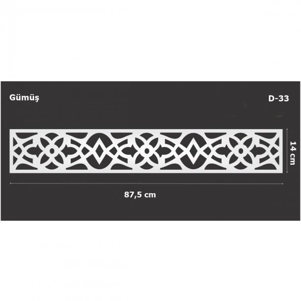 D-33 Gümüş 87,5 x 14 cm Sibu Aynalı Pleksi Mobilya Dolap Süsü