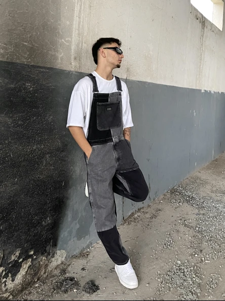 Parçalı Premium Kot Tulum Salopet