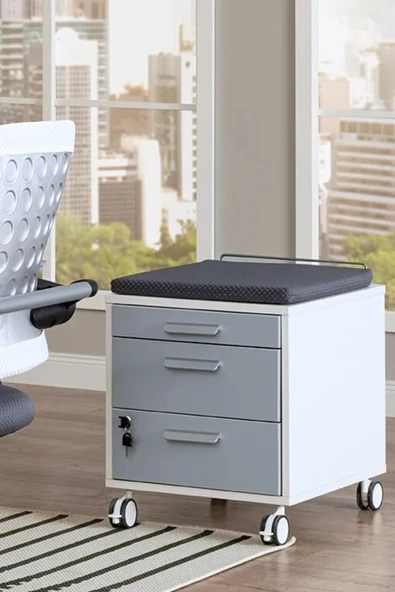 Creo Mobili Yükseklik ve Eğim Ayarlı, Vega Delüx Bilgisayar ve Çalışma Masası Takımı Beyaz/Antrasit - 4