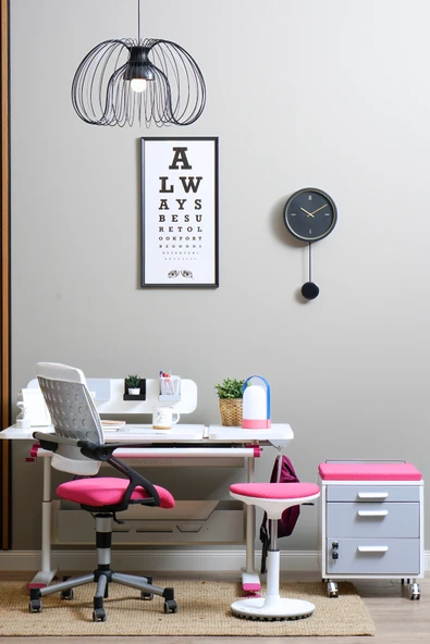 Creo Mobili Yükseklik ve Eğim Ayarlı, Vega Standart Bilgisayar, Ofis ve Çalışma Masası Beyaz/Fuşya - Resim 6