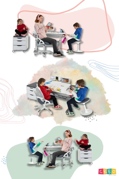 Creo Mobili Yükseklik ve Eğim Ayarlı, Sirius Delüx Bilgisayar ve Çalışma Masası Takımı, Antrasit - Resim 7