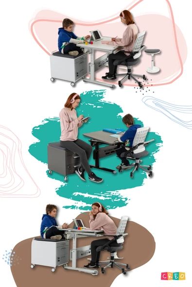 Creo Mobili Yükseklik ve Eğim Ayarlı, Vega Standart Bilgisayar, Ofis ve Çalışma Masası Beyaz/Gri - 6